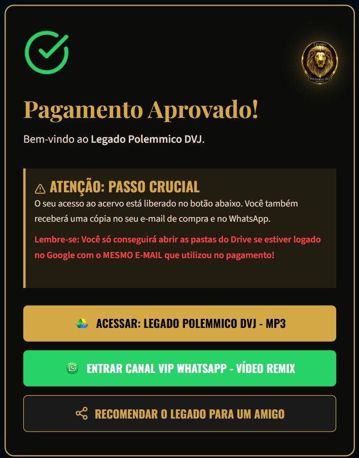 Tela de Pagamento Aprovado Case Polemmico